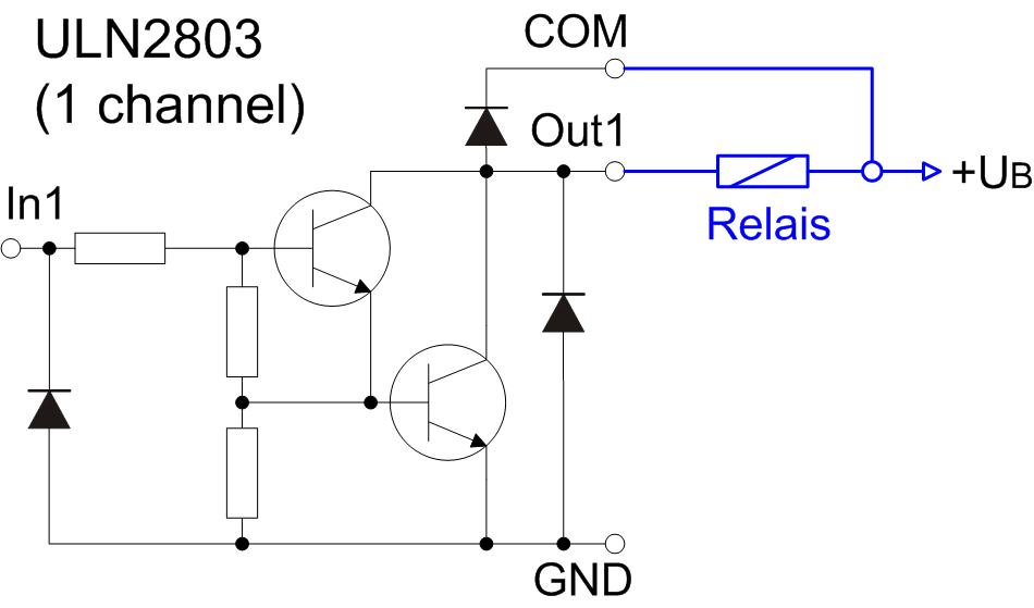 Transistorschalter ULN2803 an Relais