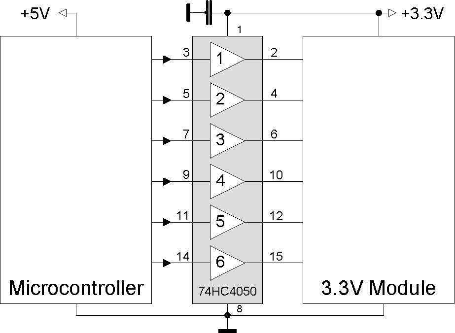 Transistorschalter HC4050 Levelshifter Down